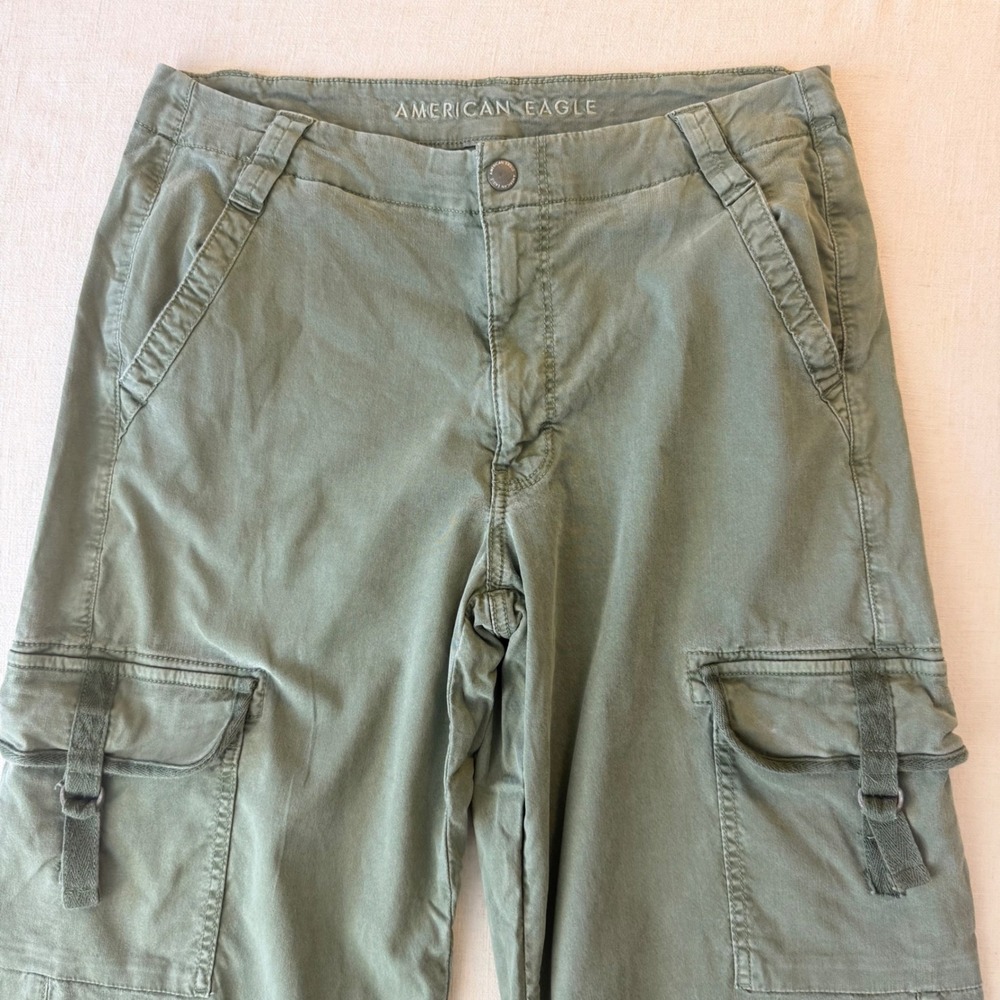 American Eagle Outfitters Olive Cargo Wide-Leg Trousers - Picture 9 of 13
